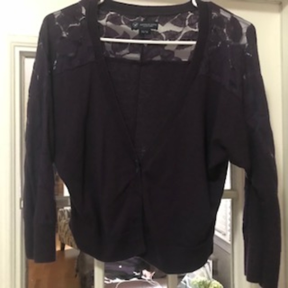 Purple American Eagle Lace Accent Cardigan
